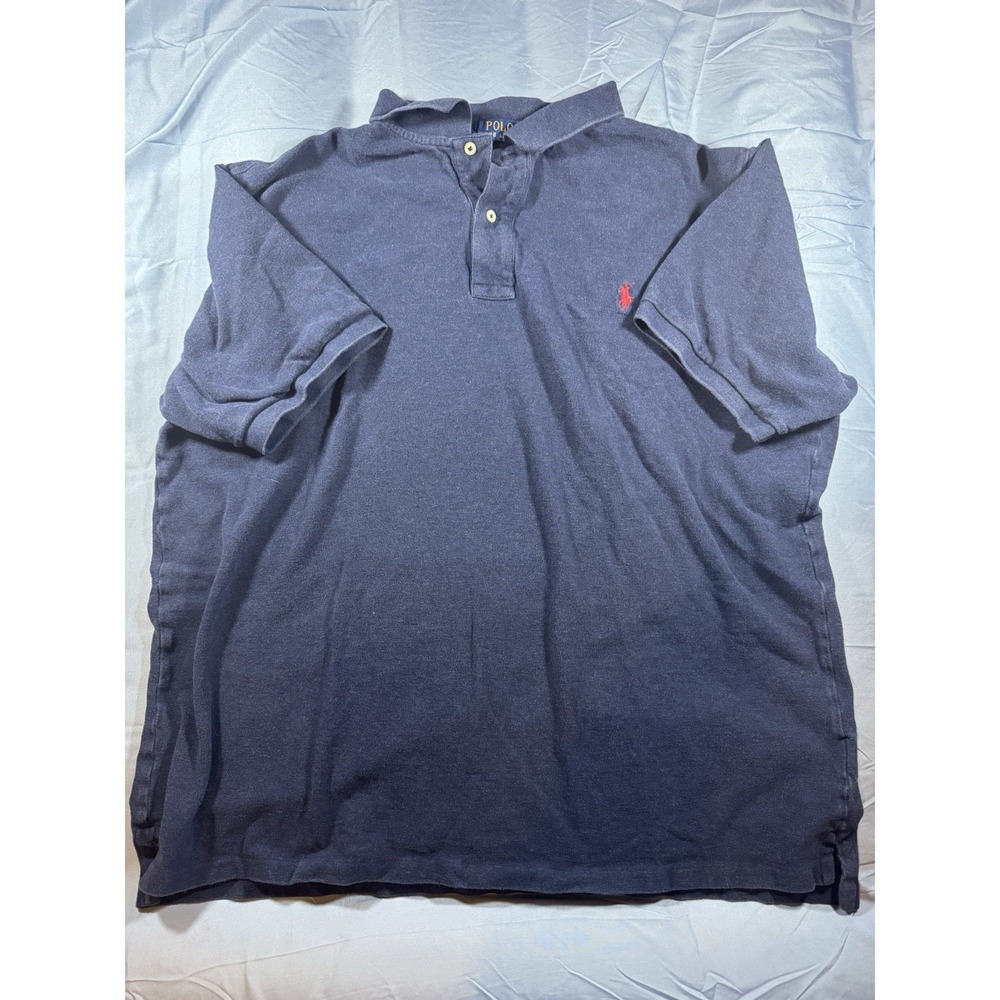 Ralph Lauren Polo Shirt Men's Size 2XLT Navy Blue Red Pony Logo